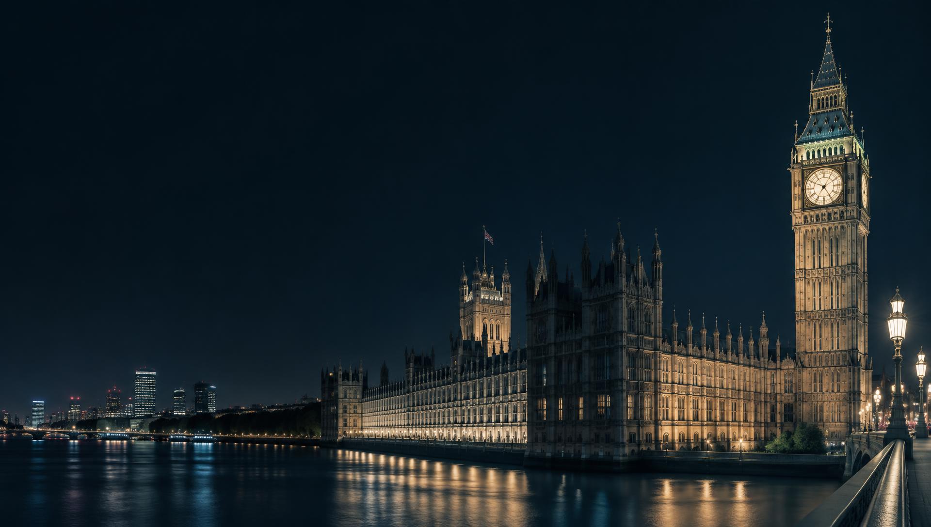 Big Ben and the Palace of Westminster beside the Thames at night